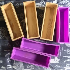 Lot of 3 Silicone Soap Making Mold Flexible Wood Box 40-42 oz NEW